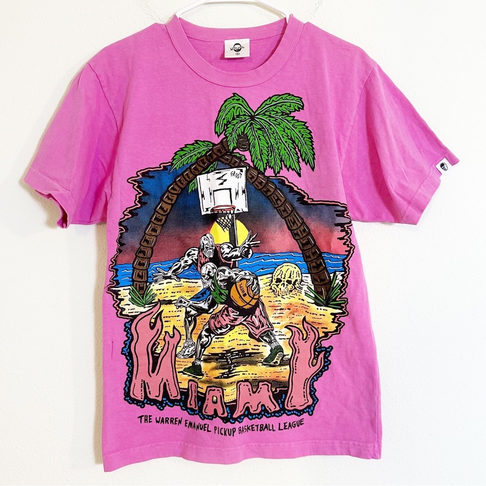 Warren lotus Eric Emanuel pick up basketball league pink Miami tee shirt